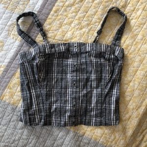 Hollister black and white plaid crop top